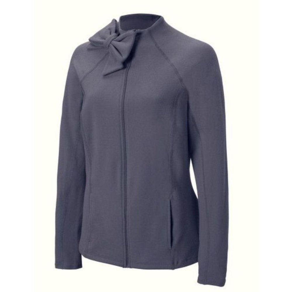 KATE SPADE x BEYOND YOGA Arica Grey Neck Bow Front Zip Jacket sz S Women's NEW - Picture 5 of 16